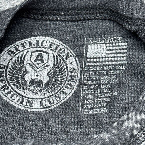 Affliction Shirt Men XL American Customs Choctaw Thermal Scull Distressed Grunge - Picture 2 of 9